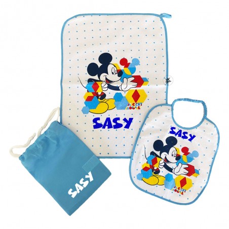Kit Asilo plastificato "Topolino Multicolor" azzurro