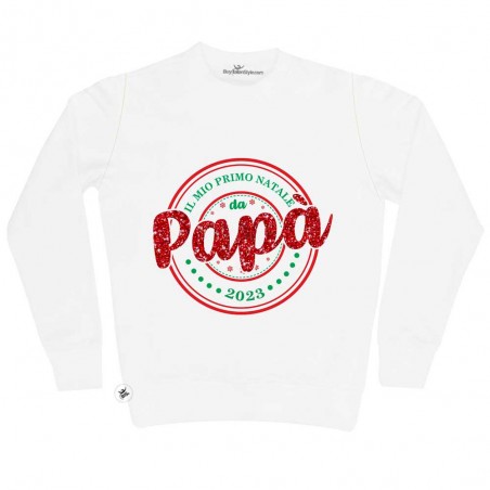Felpa Uomo natalizia "Il mio primo Natale da Papà" panna