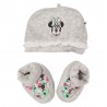 Kit cappellino e babbucce neonata "Minnie flowers" grigio