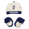 Kit cappellino e babbucce neonato "Mickey Mouse" blu