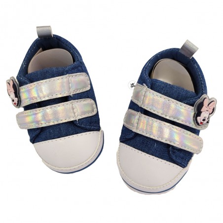 Scarpine neonata jeans con fibbie argento "Minnie"
