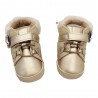 Scarpine neonata oro "Minnie" con imbottitura in pelliccia