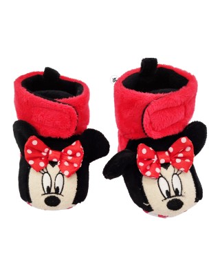 Babbucce rosse neonata invernali con strappo "Minnie"