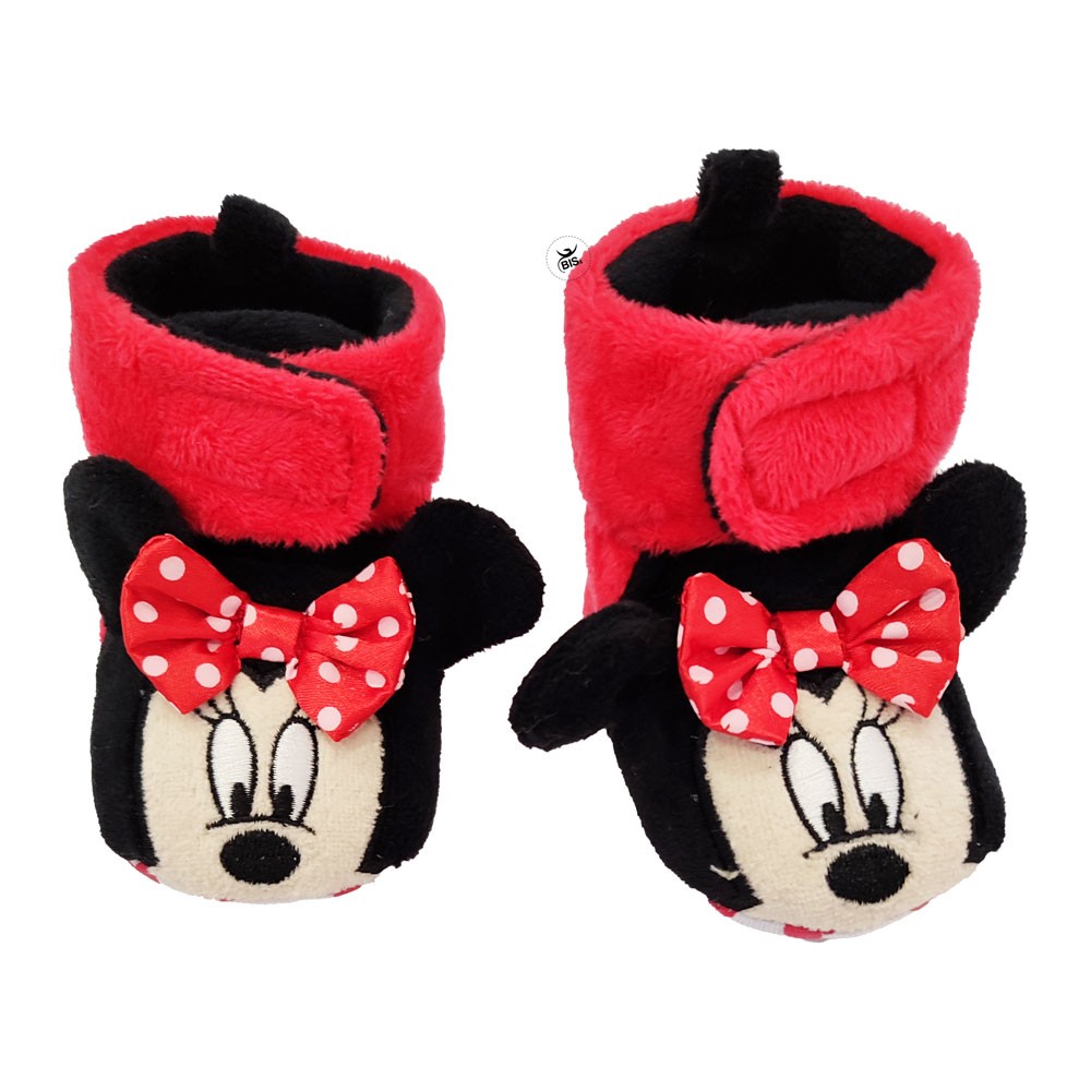 Babbucce rosse neonata invernali con strappo "Minnie"