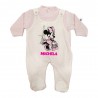 Tutina neonata in ciniglia finta salopette a pois "Minnie" rosa