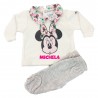 Completo neonata in ciniglia "Minnie Flowers" bianco