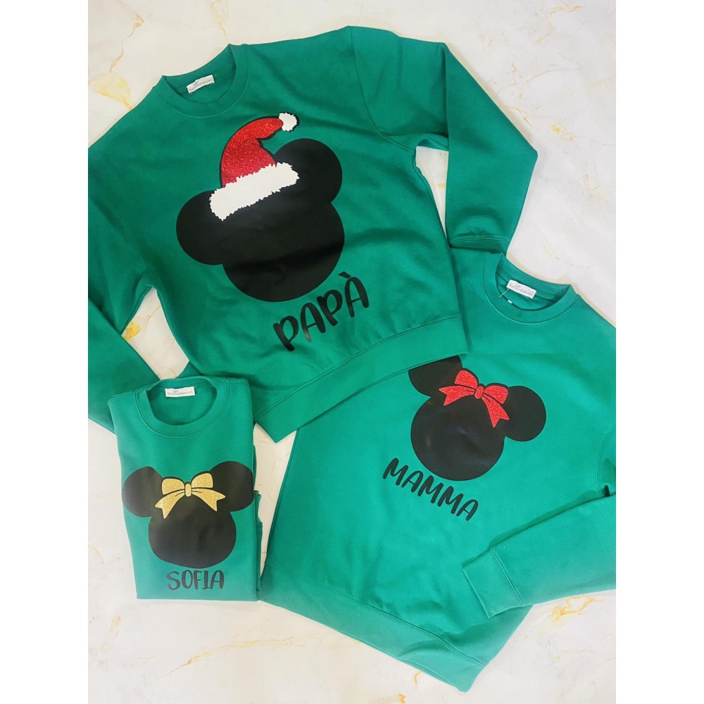 Felpa Bimbo"Linea Family" Topino e cappello in glitter da personalizza