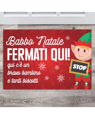 Zerbino/Tappeto da interni "Babbo Natale fermati qui" - bambino