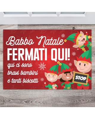 Zerbino/Tappeto da interni "Babbo Natale fermati qui" - bambini