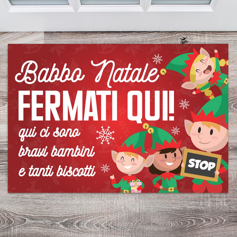 Zerbino/Tappeto da interni "Babbo Natale fermati qui" - bambini