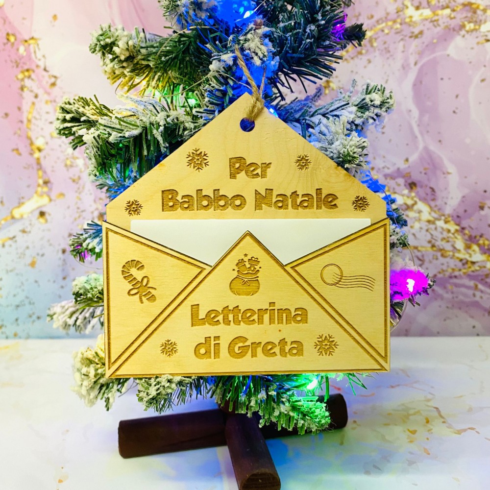 porta letterine di babbo natale in legno personalizzabile con il nome del bambino