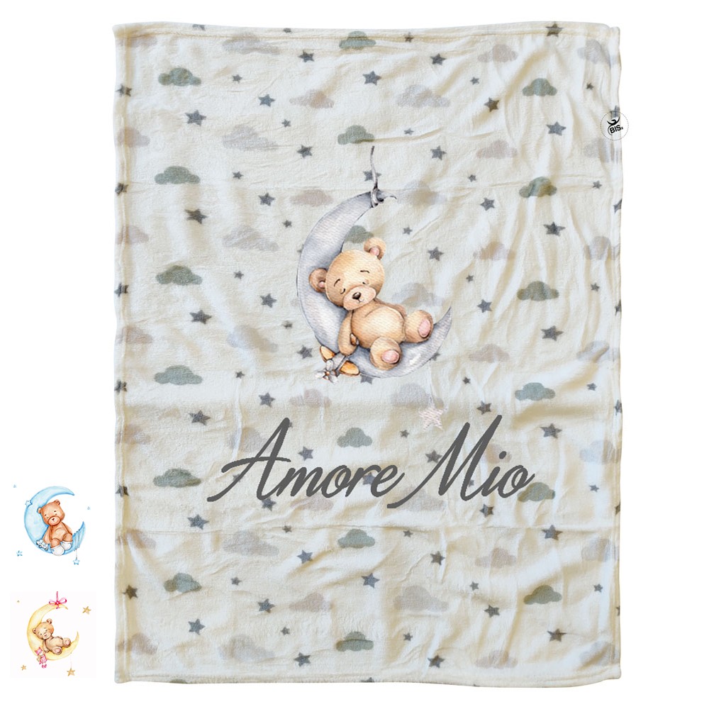 Copertina in pile nuvolette "Bear on the moon"