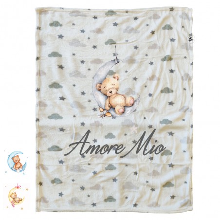 Copertina in pile nuvolette "Bear on the moon"