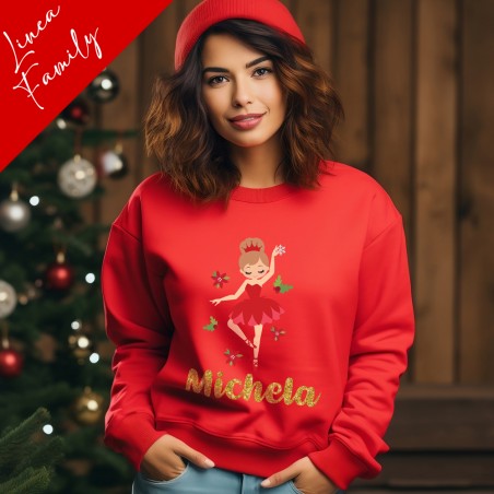 Felpa donna natalizia "Linea Family" Mamma Schiaccianoci da personalizzare