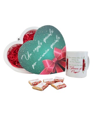 Confezione regalo "Cuore" con cioccolatini e tazza in ceramica