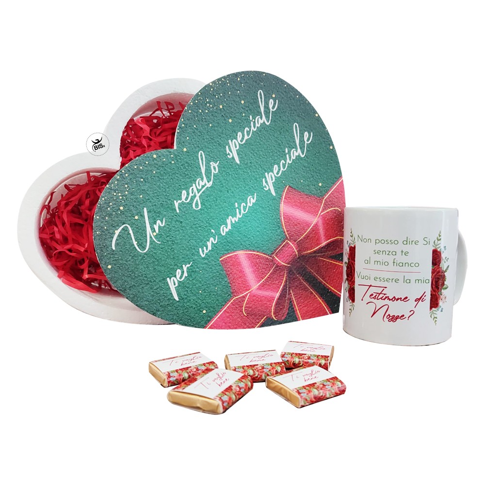 Confezione regalo "Cuore" con cioccolatini e tazza in ceramica