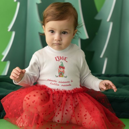 Abitino neonata con tulle a cuori "Elfo" da personalizzare