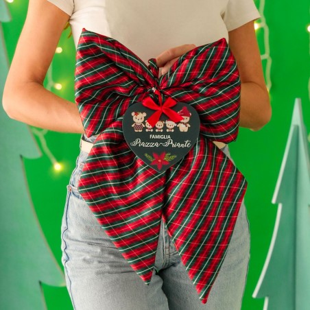 Fiocco "natalizio" con cuore in plexiglass "Christmas time" da personalizzare