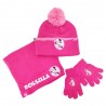 Kit cappellino, scaldacollo e guanti bimba "Minnie" fuxia