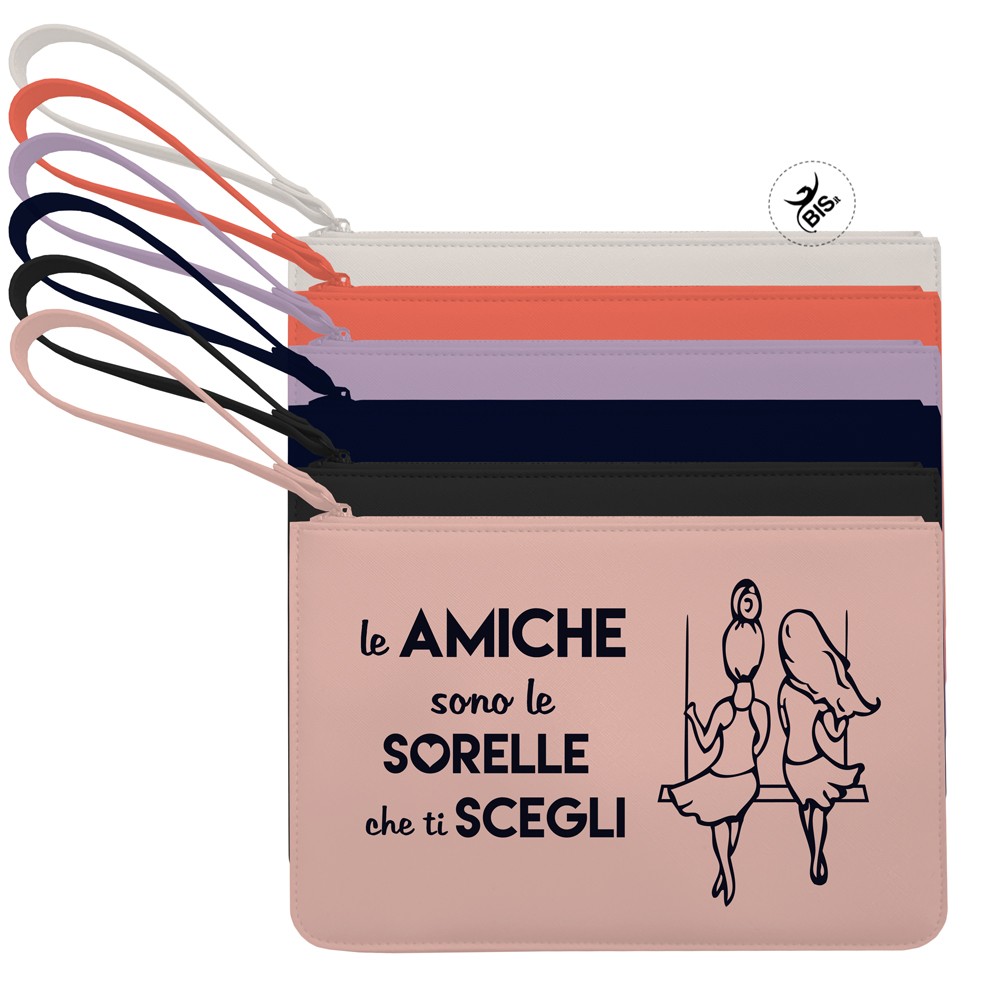 Pochette in ecopelle "Le amiche sono le sorelle che ti scegli"