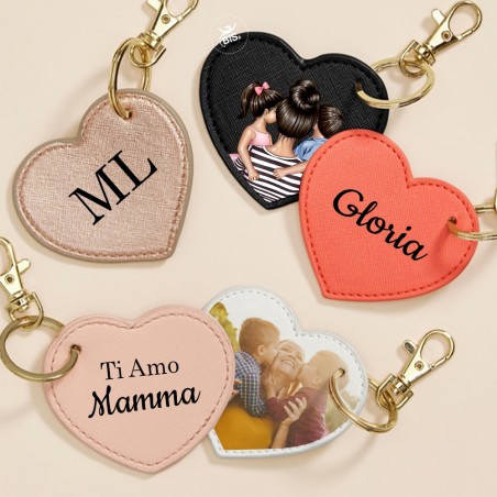 Clip in ecopelle a cuore per chiavi e borse da personalizzare con configuratore