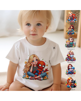 T-shirt bimbo manica corta "Mom and me Hero"