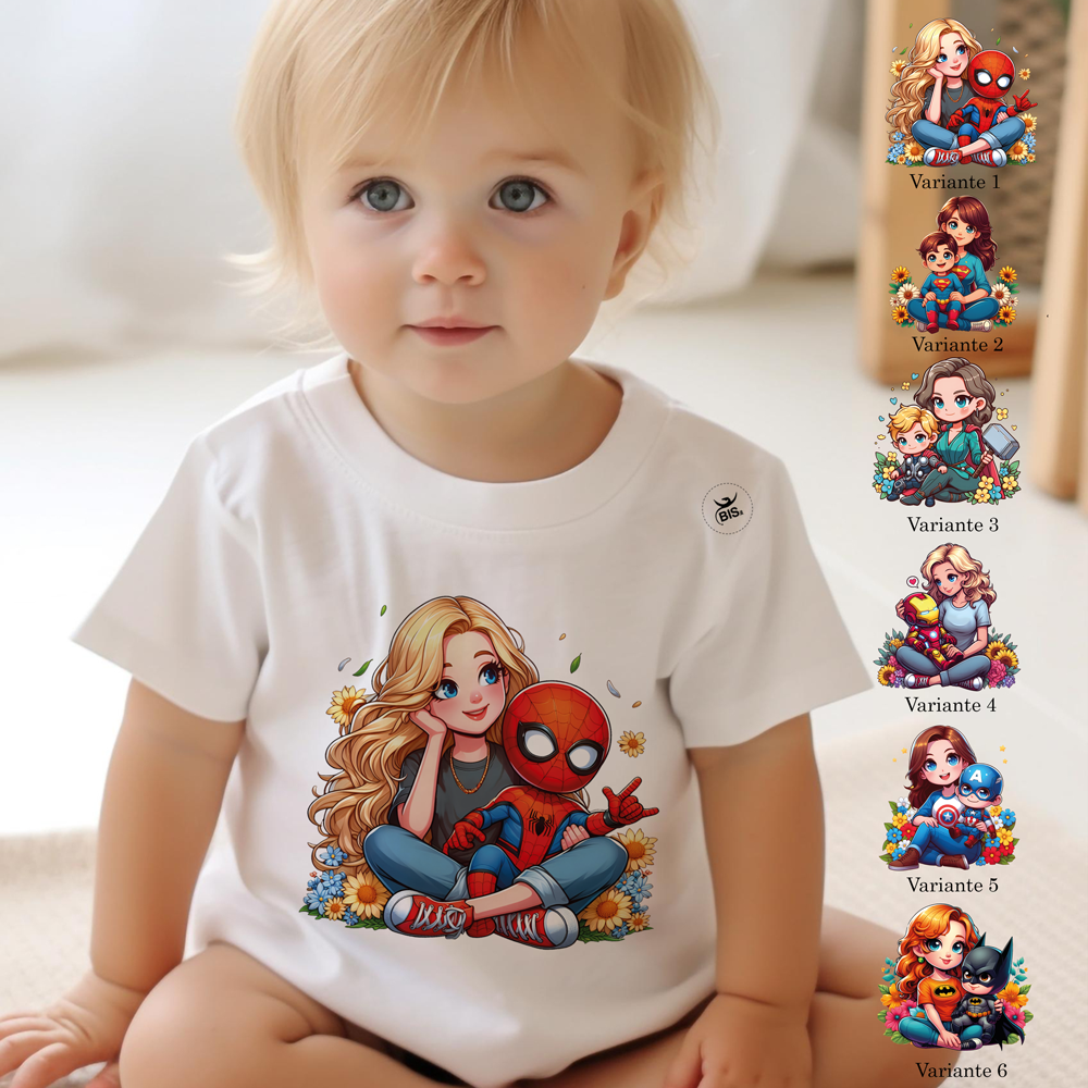 T-shirt bimbo manica corta "Mom and me Hero"