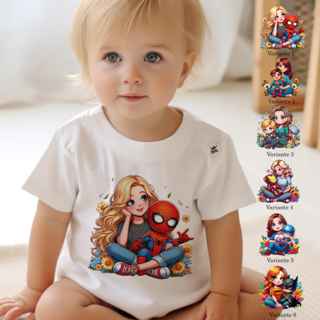 T-shirt bimbo manica corta "Mom and me Hero"