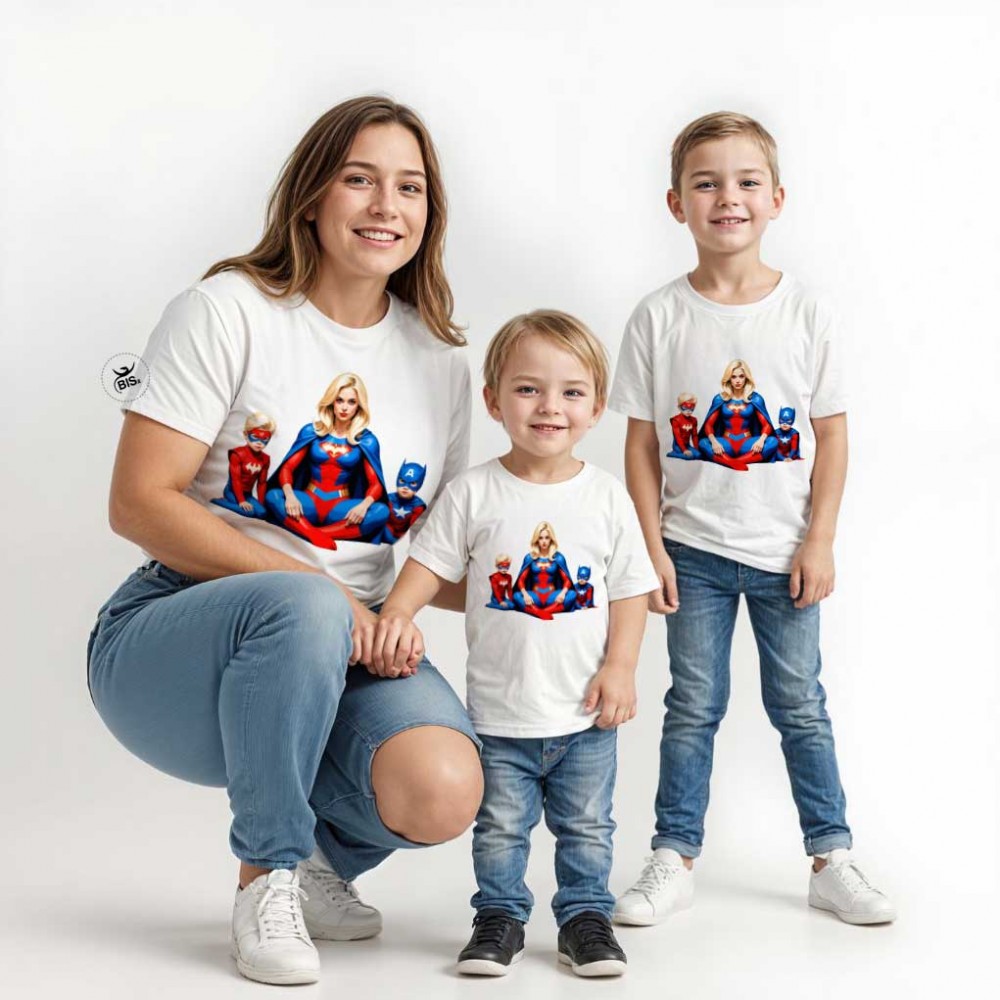 T-shirt bimbo/a manica corta  "Mom of superheroes"