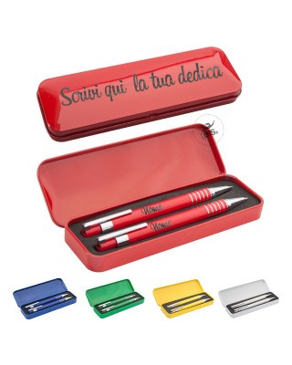 Kit Penna e matita con cofanetto da personalizzare  rosso