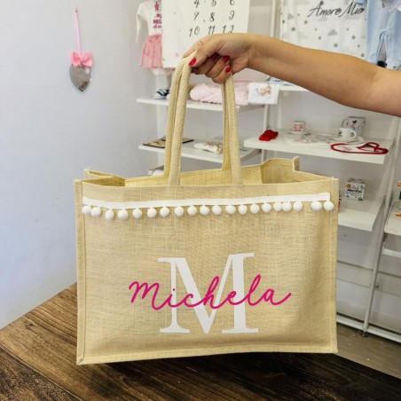 Borsa Mare con zip  con palline applicate  da personalizzare con configuratore