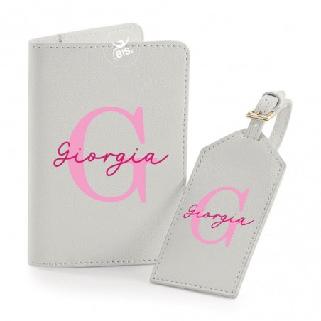 Set da viaggio da personalizzare con nome e iniziale bianco