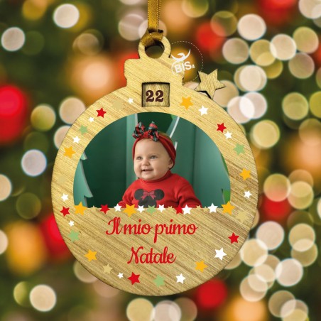 Addobbo countdown Calendario dell'Avvento Personalizzabile con Foto "Il Mio Primo Natale"