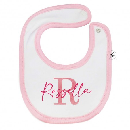Bavaglino da personalizzare con nome e iniziale rosa