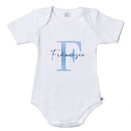 Body bianco neonato "linea Simplex" stampa azzurra