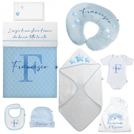 Kit Corredo neonato "linea simplex" azzurro