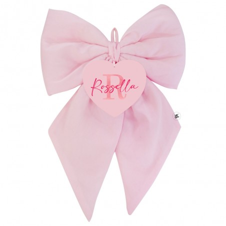 Fiocco Nascita con cuore in plexiglass "linea simplex" rosa