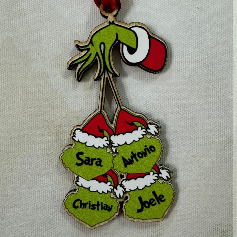 Addobbo in legno "Grinch" da personalizzare con nomi