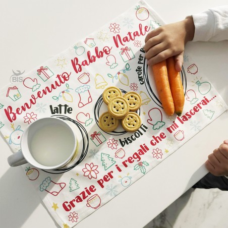 Tovaglietta  in tessuto "Benvenuto Babbo Natale"