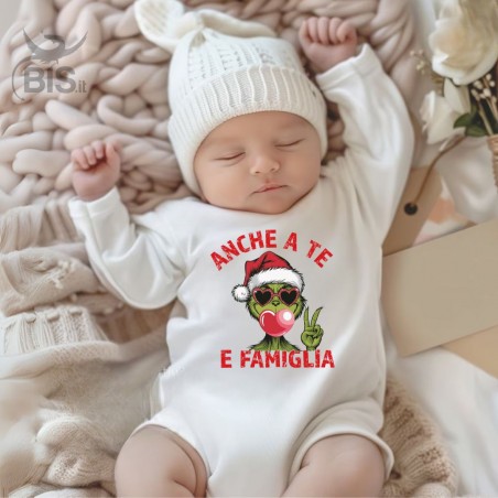 Body Lupetto Neonato "Anche a te e famiglia" - Linea Family - Stampa Natalizia Divertente