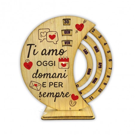 Calendario Perpetuo in Legno | Regalo d'Amore per San Valentino