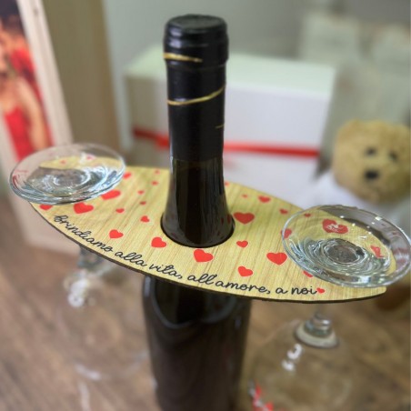 Porta Calici Personalizzato con Frase Romantica. Idea Regalo per San Valentino, Anniversario ed Eventi