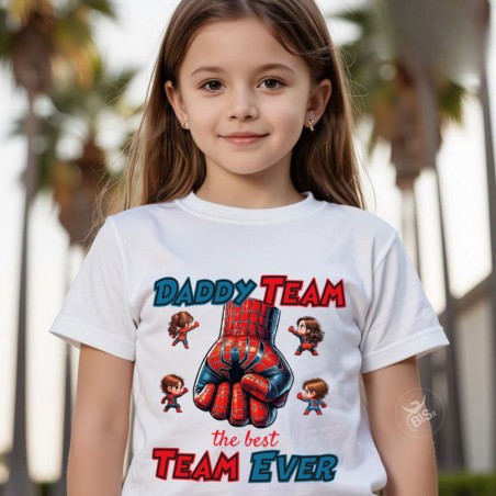 T-shirt Super Daddy Team per bambino/a | Maglia supereroi per figli e papà