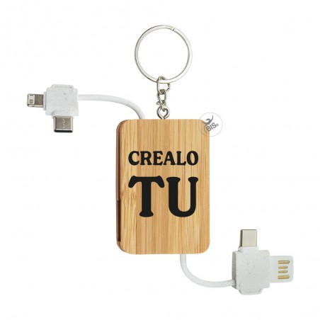 Portachiavi con cavo di ricarica 3 in 1 personalizzabile.