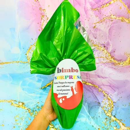 Uovo di Pasqua "Bimbo Sorpresa" con testo personalizzato