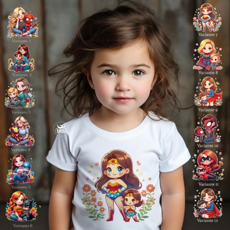 T-shirt bimbo manica corta "Mom and me Hero"