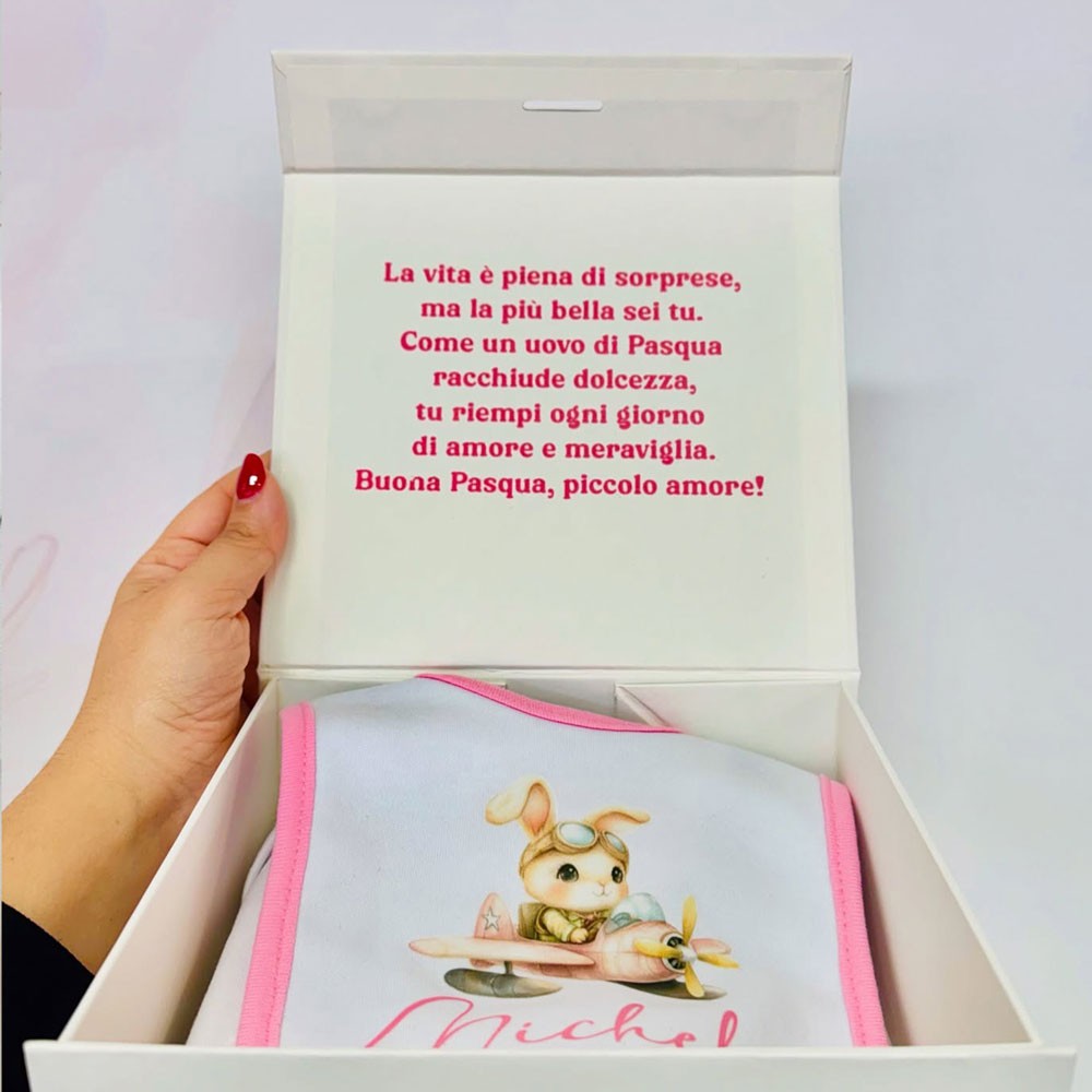 Scatola Ricordo Prima Pasqua – Pacco Regalo Personalizzato con Nome e Messaggio
