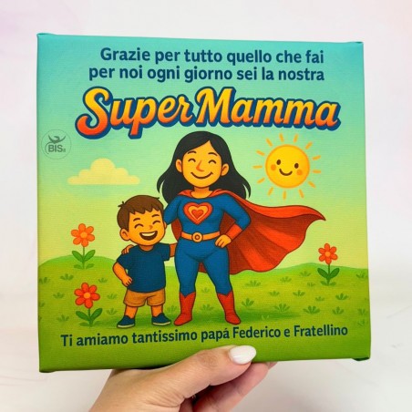 Super Mamma su Tela | Fotoquadro Personalizzato Linea MOM WOW