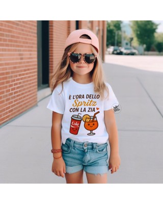 T-shirt bimbo/a manica corta "È l'ora dello Spritz con la zia"