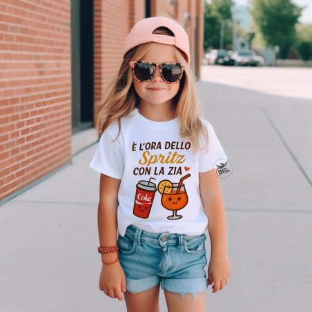 T-shirt bimbo/a manica corta "È l'ora dello Spritz con la zia"